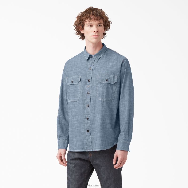 Dickies hombres camisa de trabajo de manga larga de 1922 cambray azul enjuagado rblc 2JJ0B917 ropa de trabajo 2JJ0B917 Ropa de trabajo especial Dickies Peru shop Chaquetas Dickies lima Peru