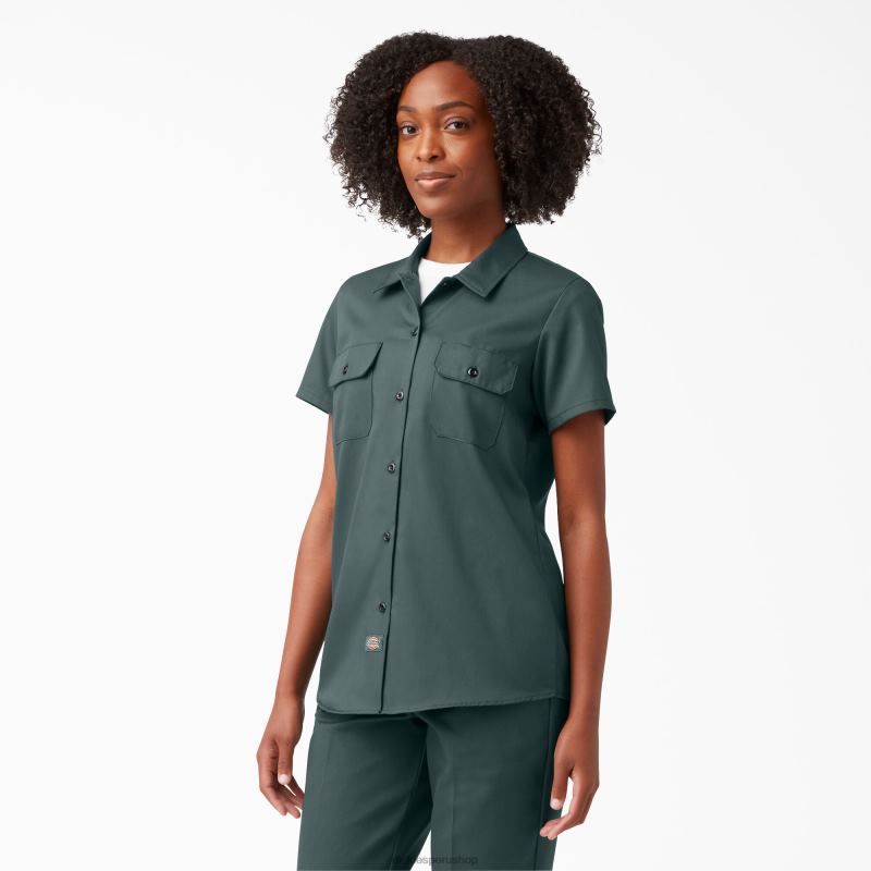 Dickies mujer 574 camisa de trabajo original Lincoln Green tambien 2JJ0B1534 ropa de trabajo 2JJ0B1534 Ropa de trabajo especial Dickies Peru shop Chaquetas Dickies lima Peru son de estilo clasico